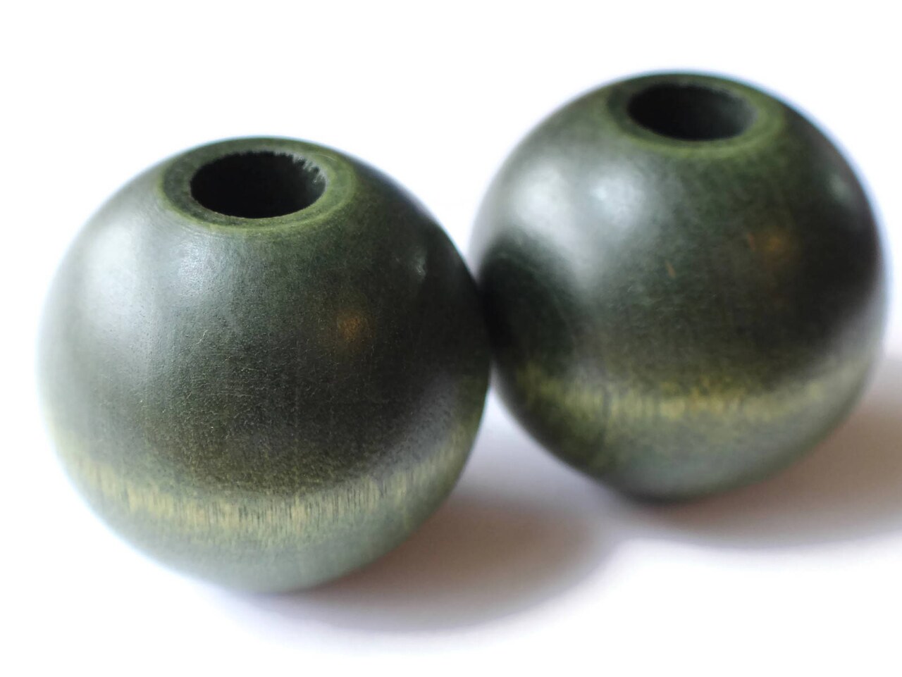 45mm Large Round Green Wood Beads Vintage Macrame Large Hole Beads